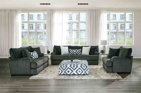 Loughton Gun Metal/Ivory Ottoman from Furniture of America - Luna Furniture
