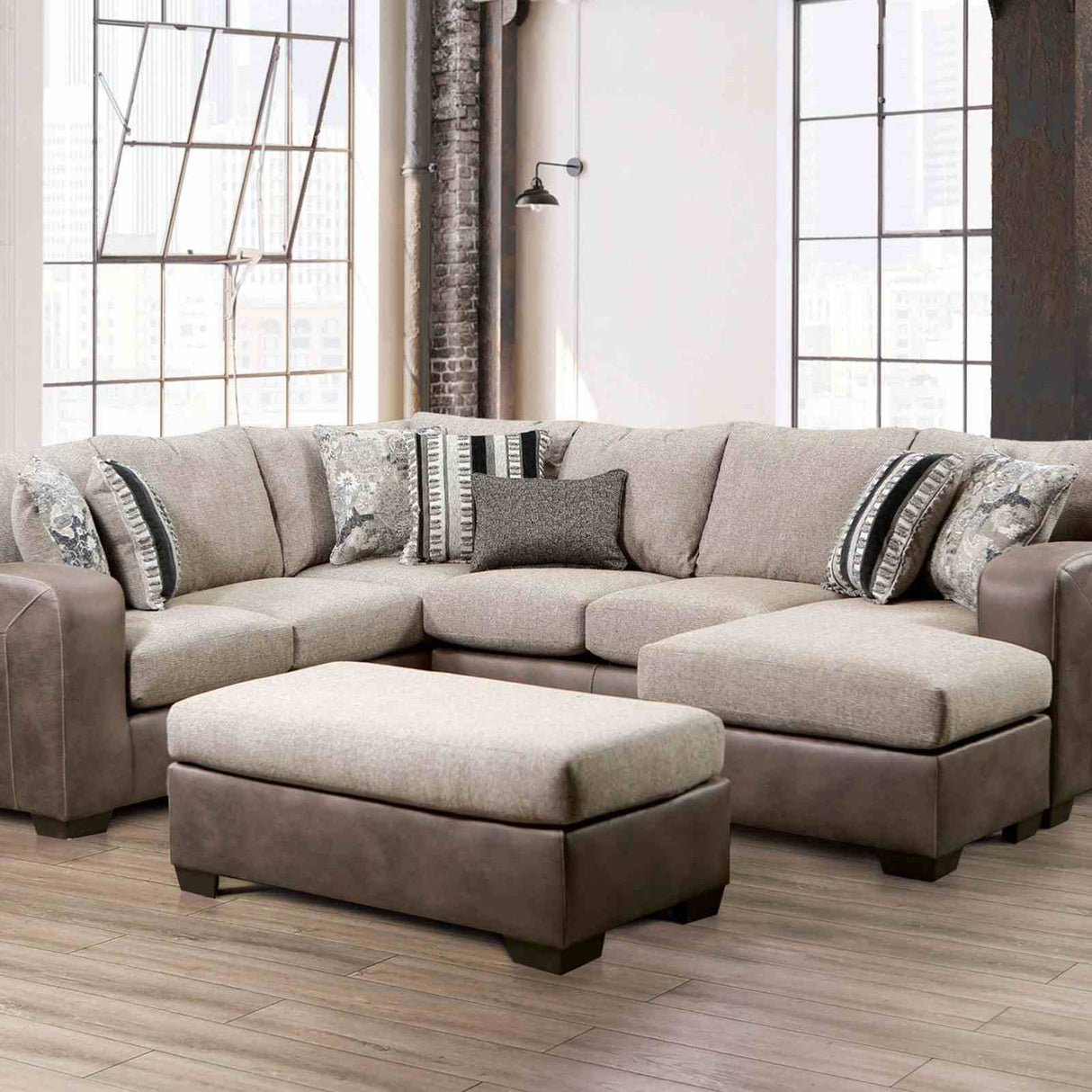 Ashenweald Brown/Light Brown Sectional from Furniture of America - Luna Furniture