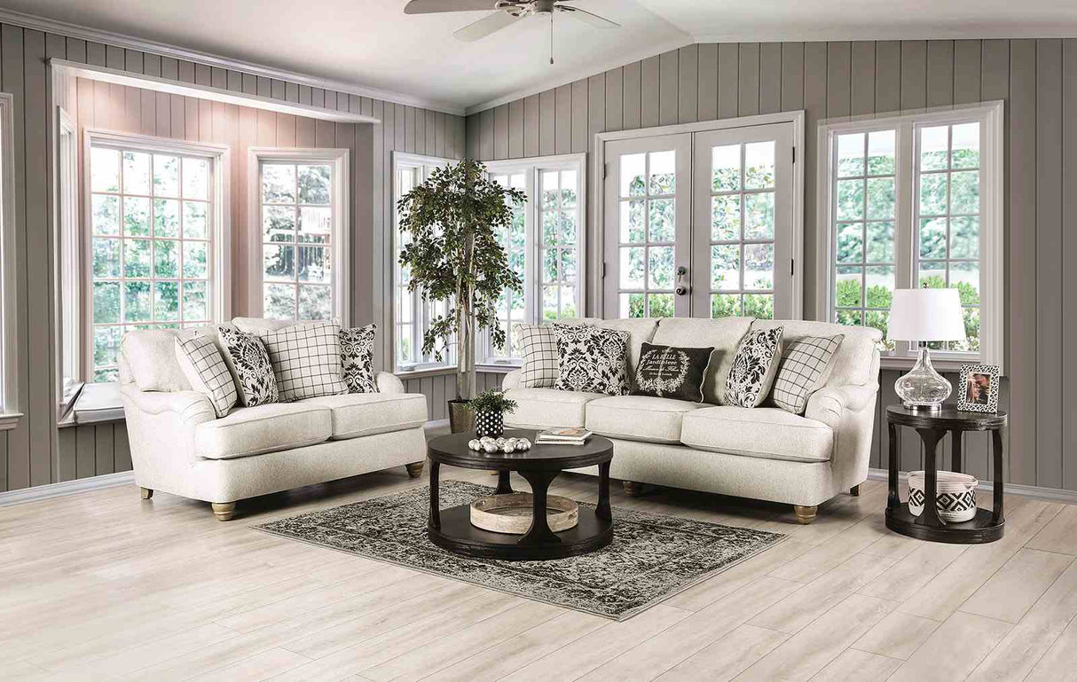 Mossley Ivory Transitional Living Room Set from Furniture of America - Luna Furniture
