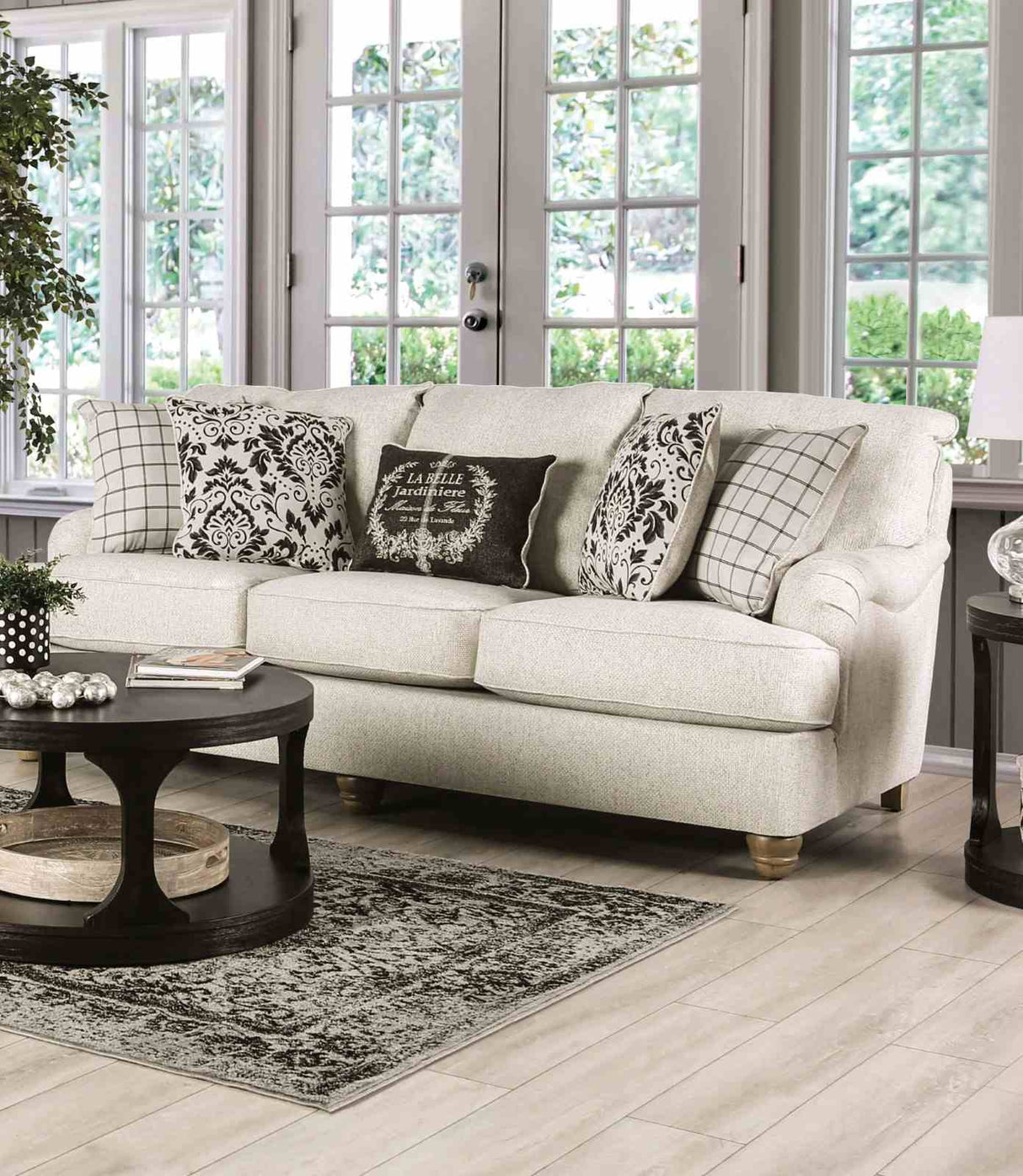 Mossley Ivory Transitional Living Room Set from Furniture of America - Luna Furniture