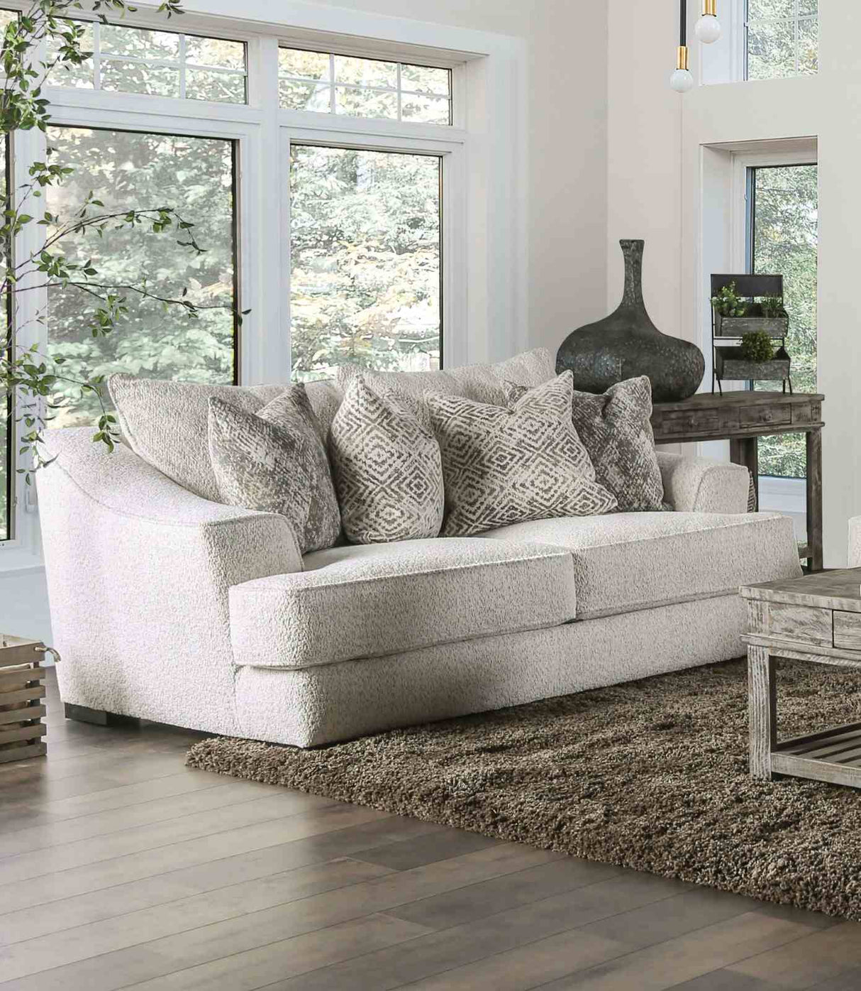 Moorpark Off-White Contemporary Living Room Set from Furniture of America - Luna Furniture