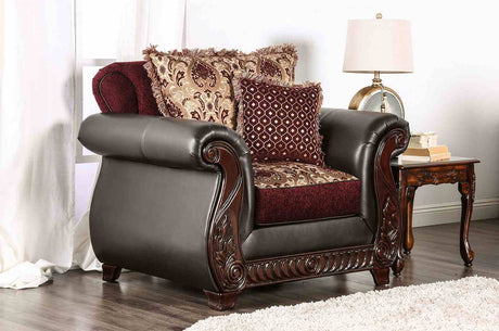 Franklin Burgundy/Espresso Chair from Furniture of America - Luna Furniture