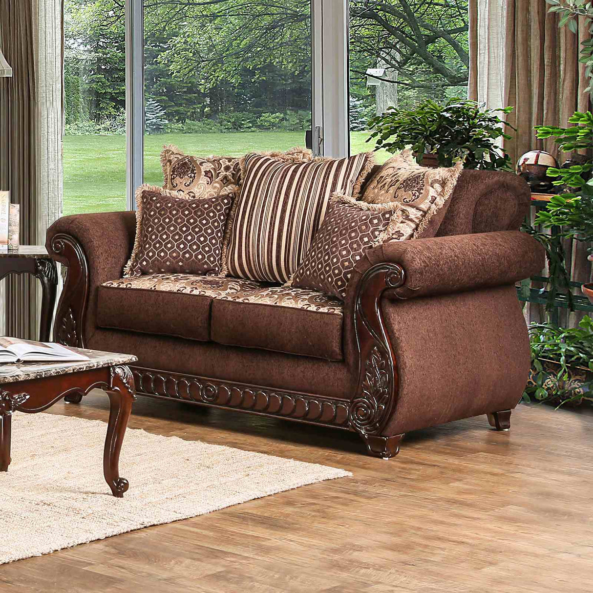 Tabitha Brown/Gold Traditional Living Room Set from Furniture of America - Luna Furniture