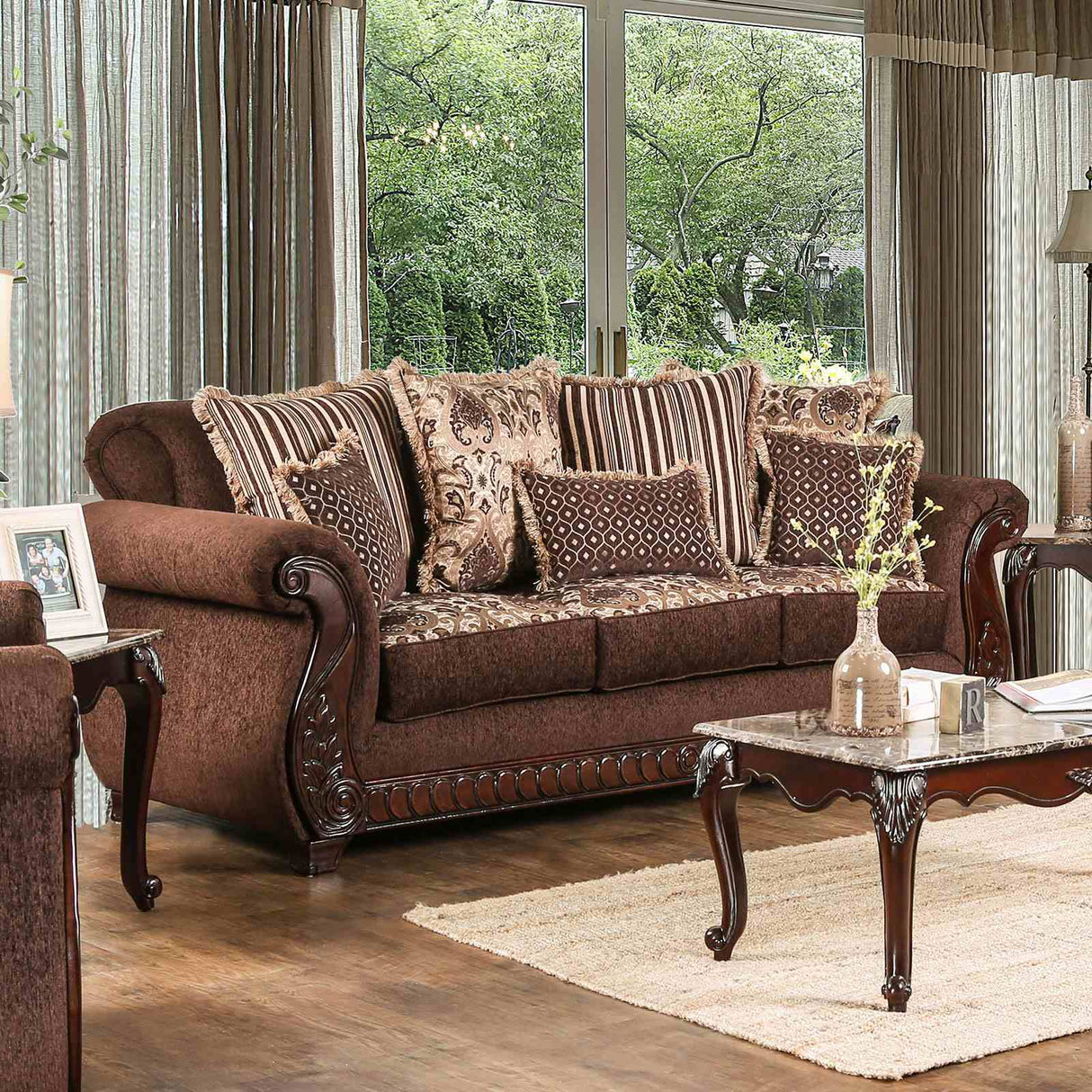 Tabitha Brown/Gold Traditional Living Room Set from Furniture of America - Luna Furniture