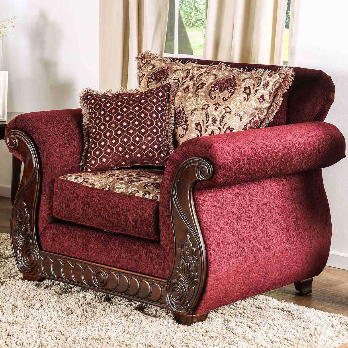 Tabitha Wine/Gold Chair from Furniture of America - Luna Furniture