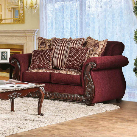 Tabitha Wine/Gold Traditional Living Room Set from Furniture of America - Luna Furniture