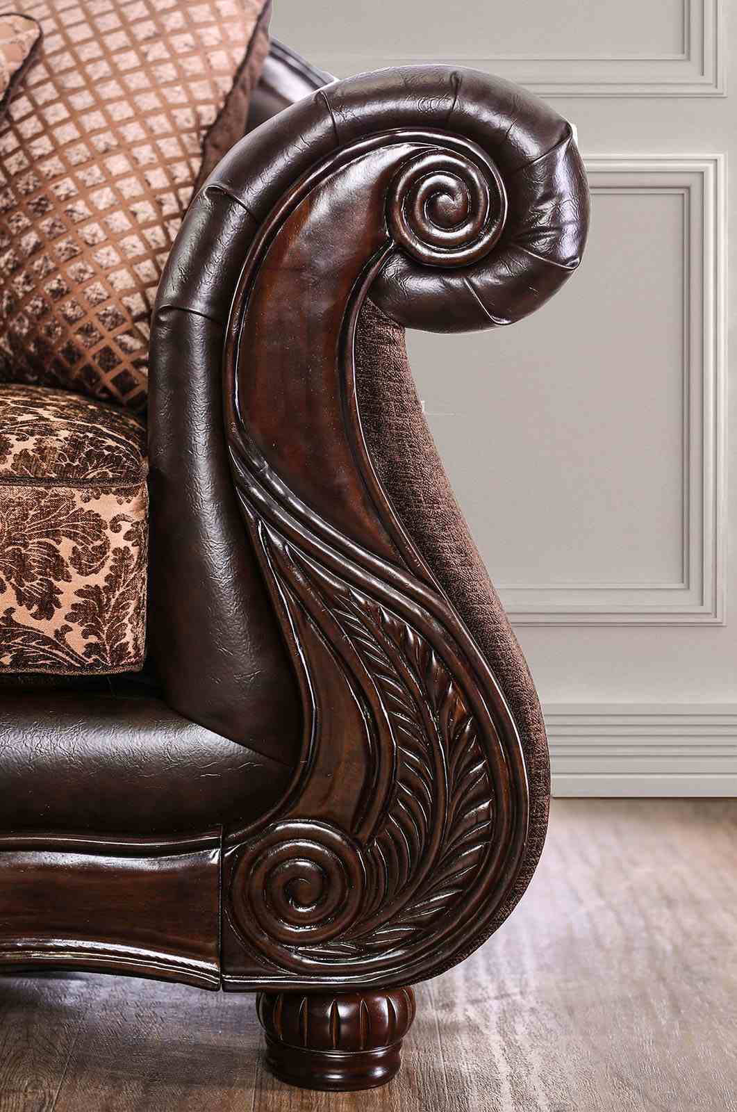 Elpis Brown/Espresso Sofa from Furniture of America - Luna Furniture