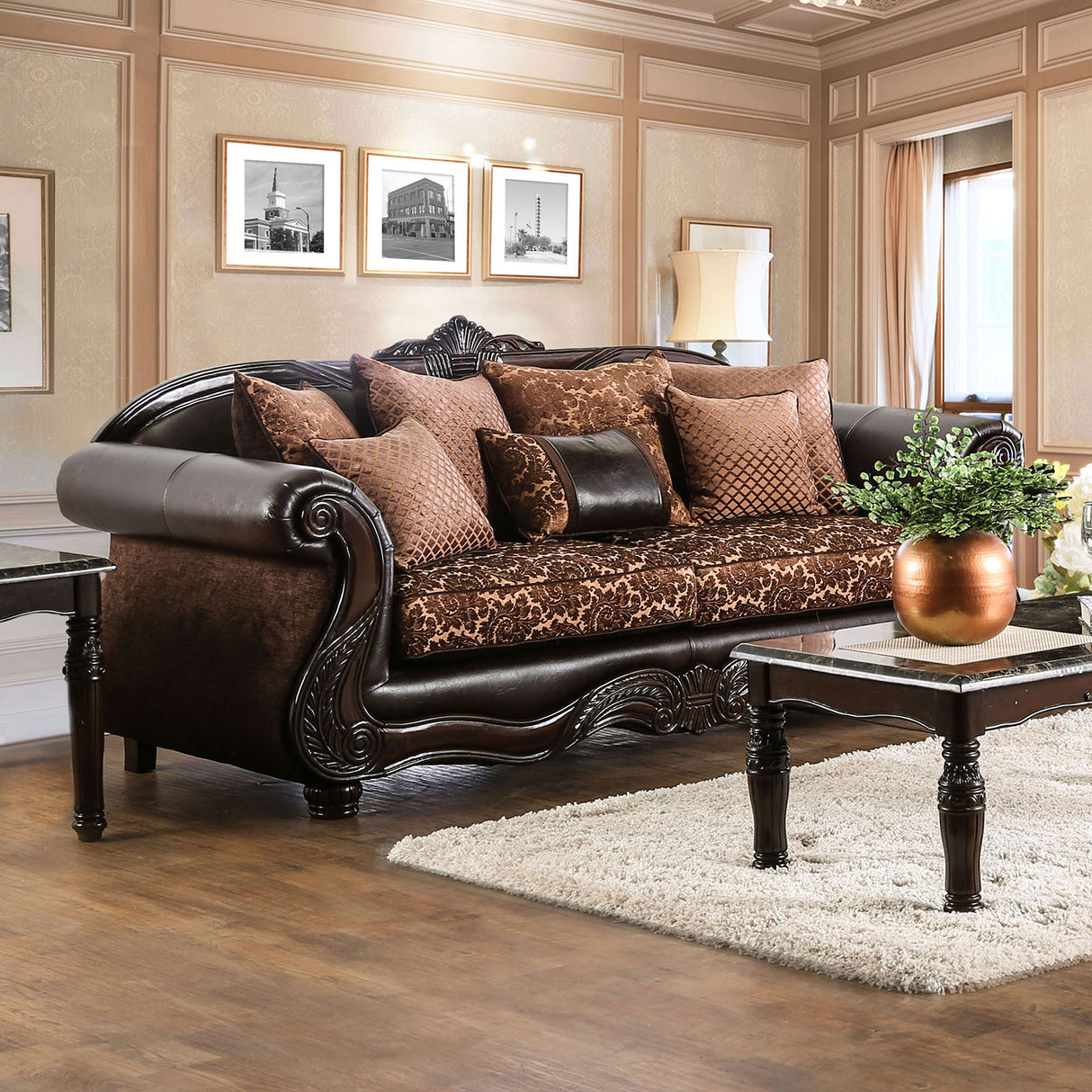Elpis Brown/Espresso Sofa from Furniture of America - Luna Furniture