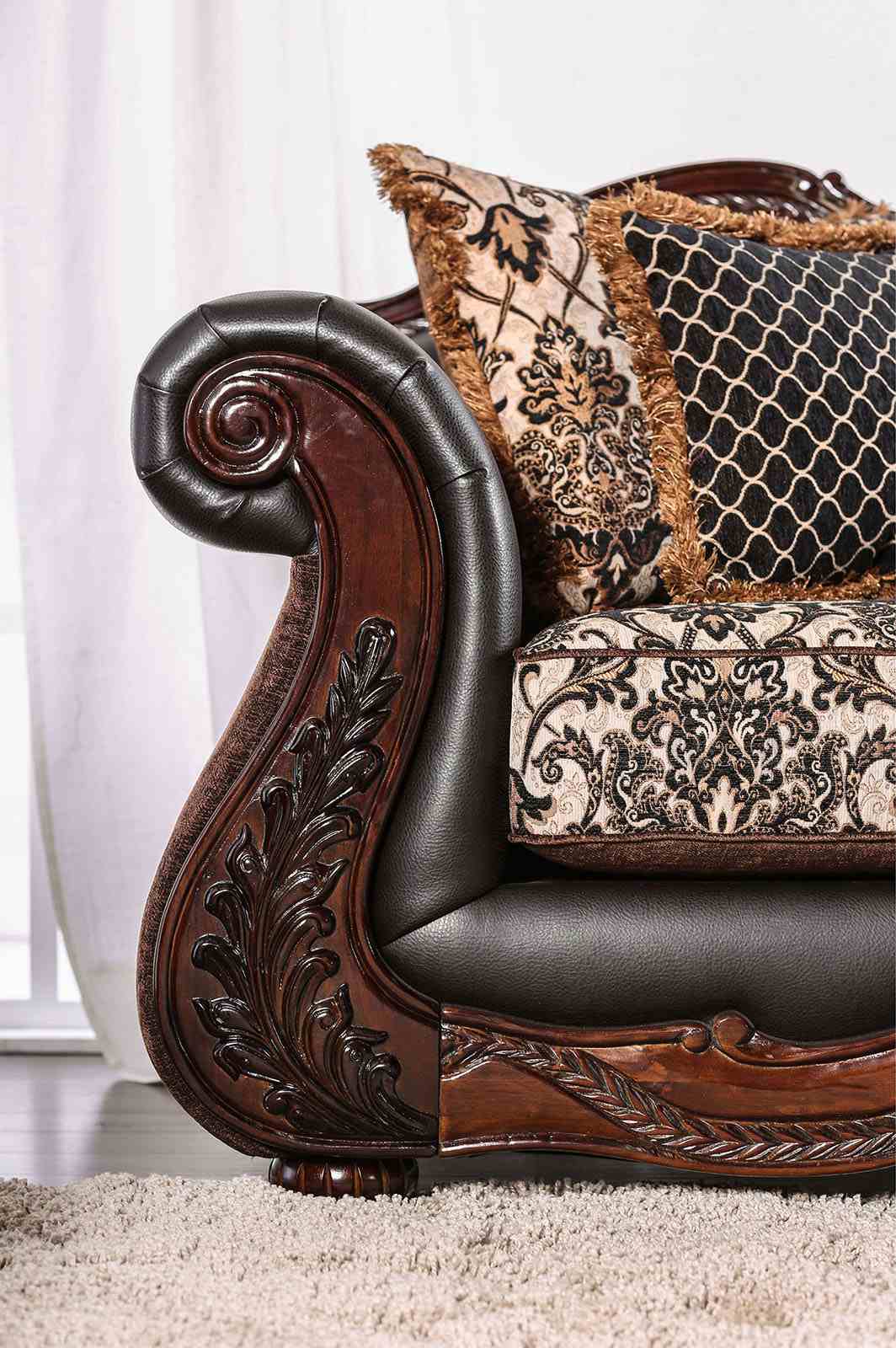 Jamael Brown/Espresso Sofa from Furniture of America - Luna Furniture