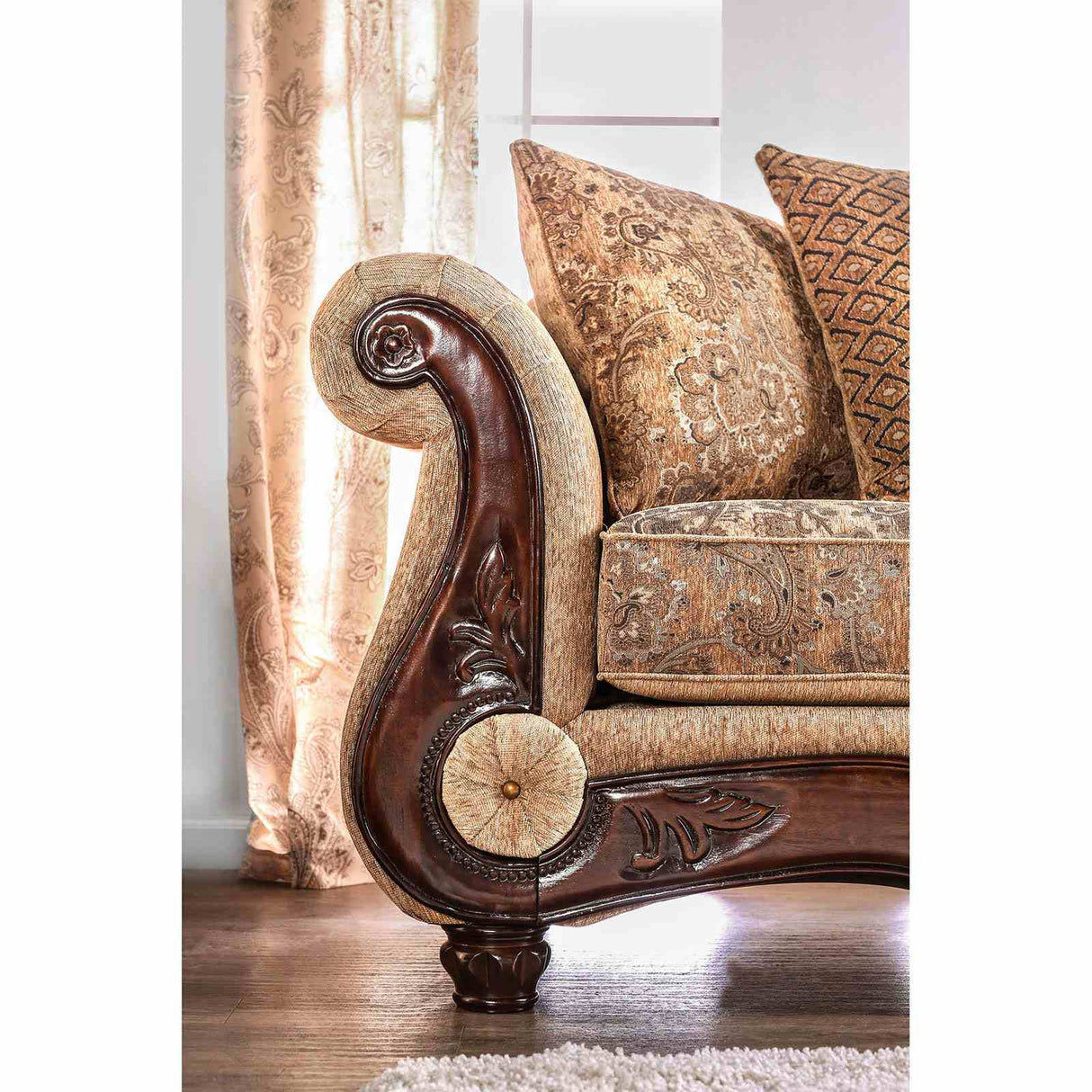 Nicanor Tan/Gold Sofa from Furniture of America - Luna Furniture