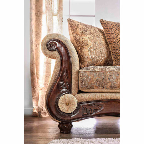 Nicanor Tan/Gold Traditional Living Room Set from Furniture of America - Luna Furniture