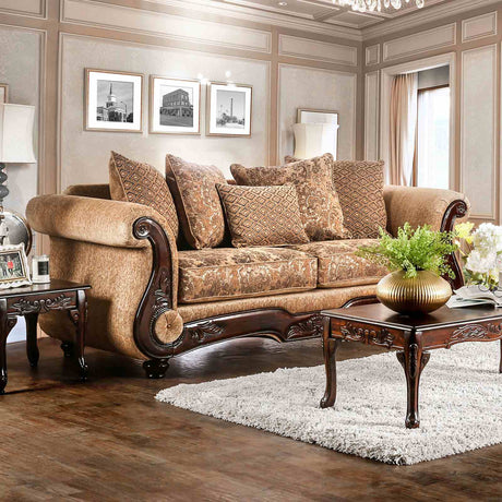 Nicanor Tan/Gold Traditional Living Room Set from Furniture of America - Luna Furniture