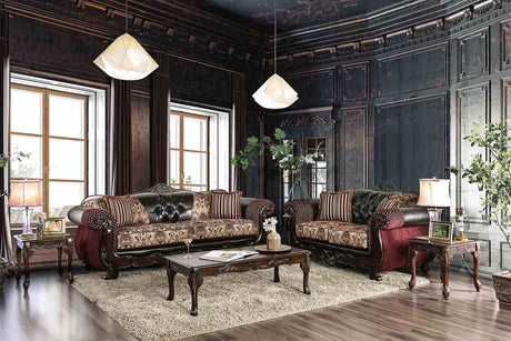 Quirino Burgundy/Dark Brown Sofa from Furniture of America - Luna Furniture