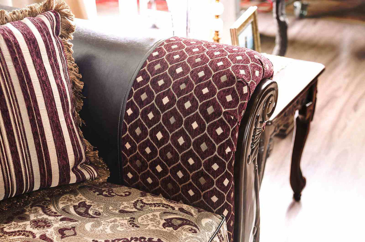 Quirino Burgundy/Dark Brown Sofa from Furniture of America - Luna Furniture