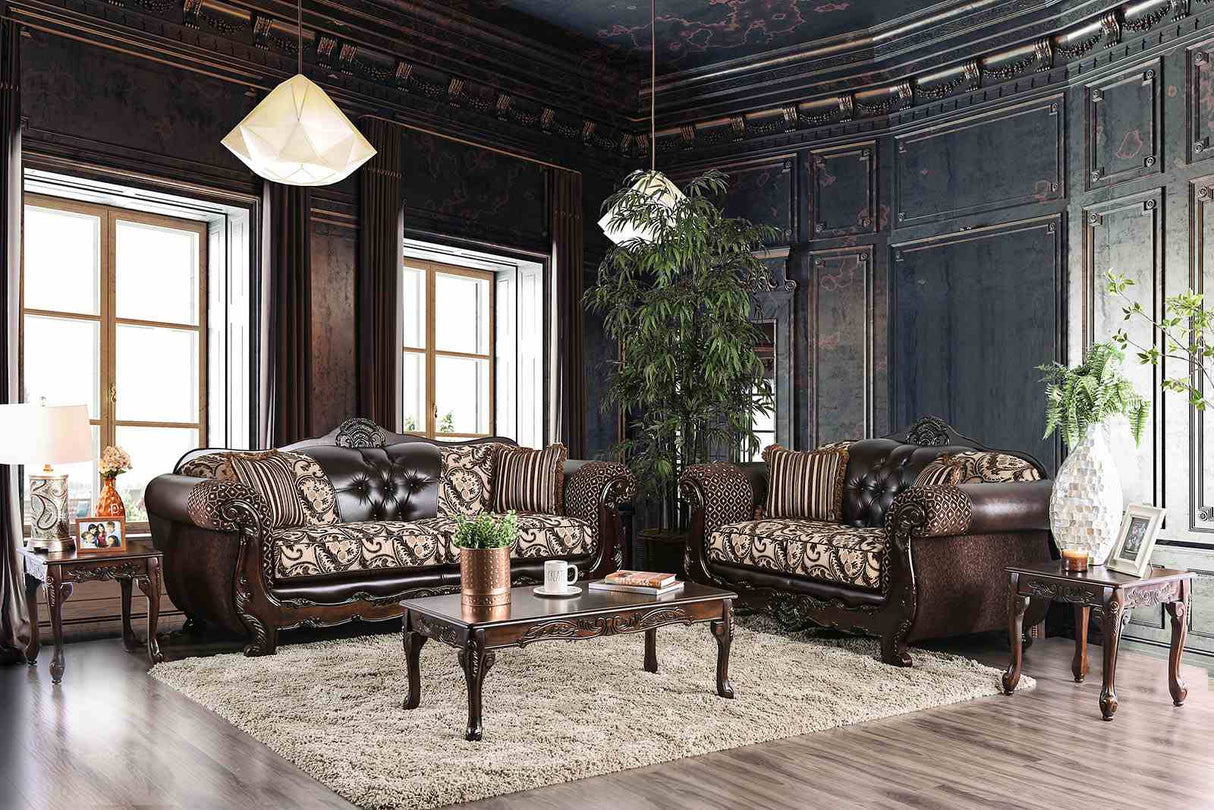 Quirino Light Brown/Dark Brown Loveseat from Furniture of America - Luna Furniture