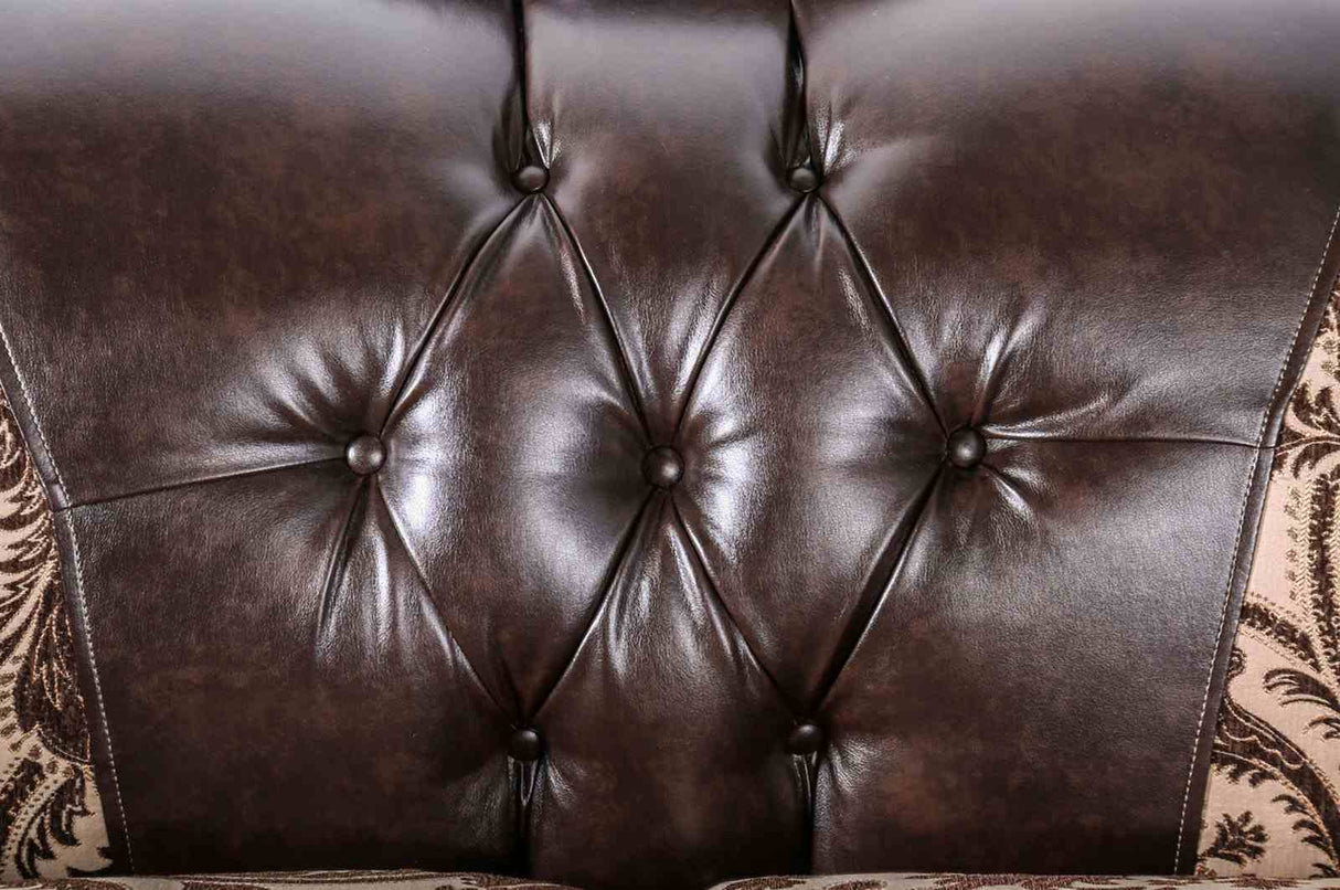 Quirino Light Brown/Dark Brown Loveseat from Furniture of America - Luna Furniture