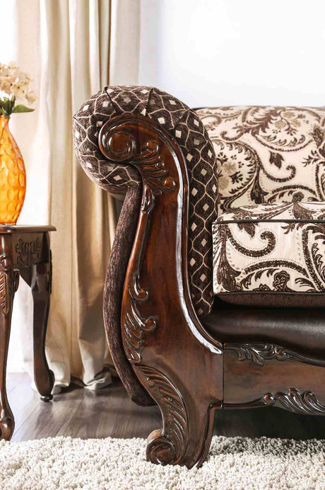 Quirino Light Brown/Dark Brown Sofa from Furniture of America - Luna Furniture