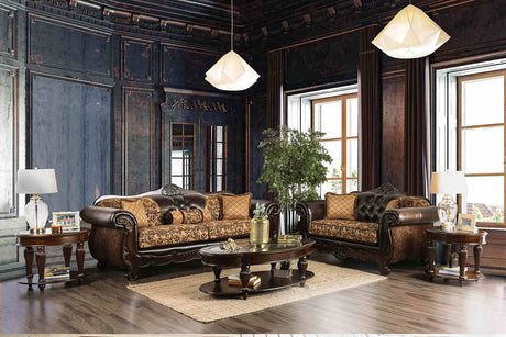 Quirino Tan/Dark Brown Sofa from Furniture of America - Luna Furniture
