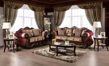 Matteo Burgundy/Brown Traditional Living Room Set from Furniture of America - Luna Furniture