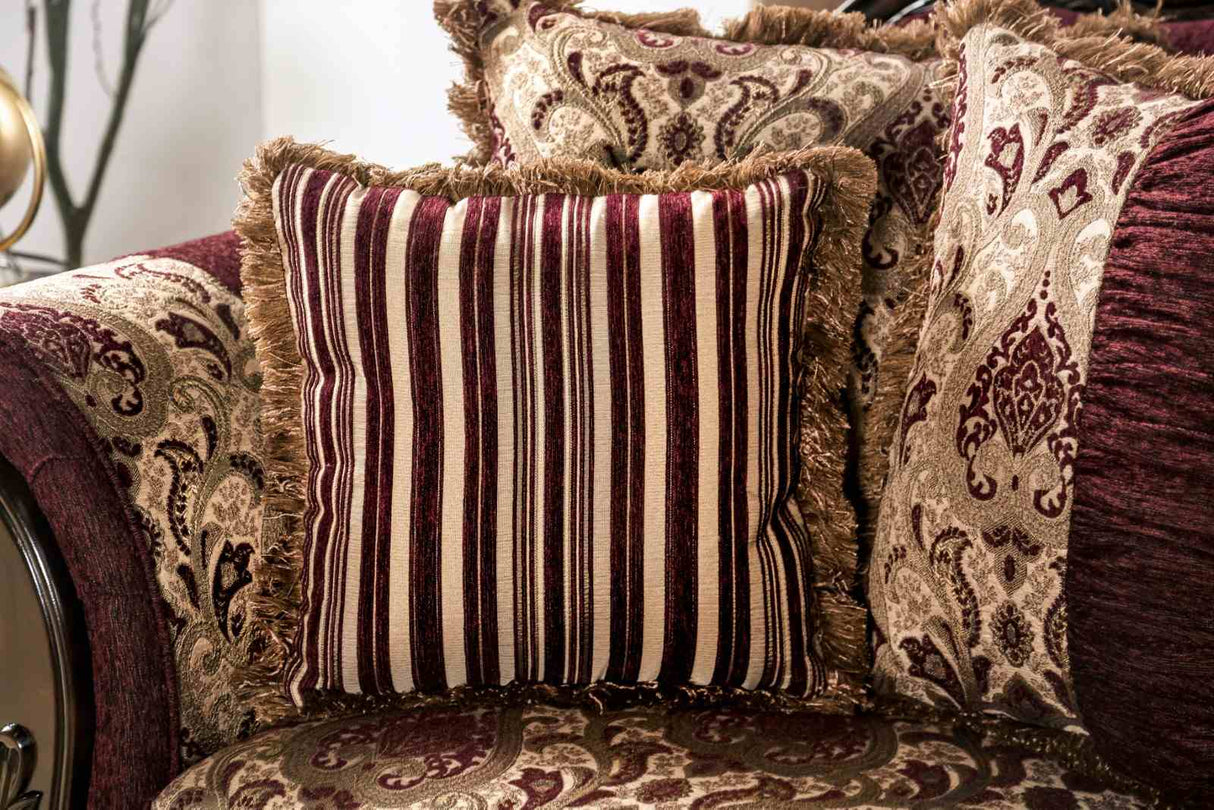 Matteo Burgundy/Brown Traditional Living Room Set from Furniture of America - Luna Furniture