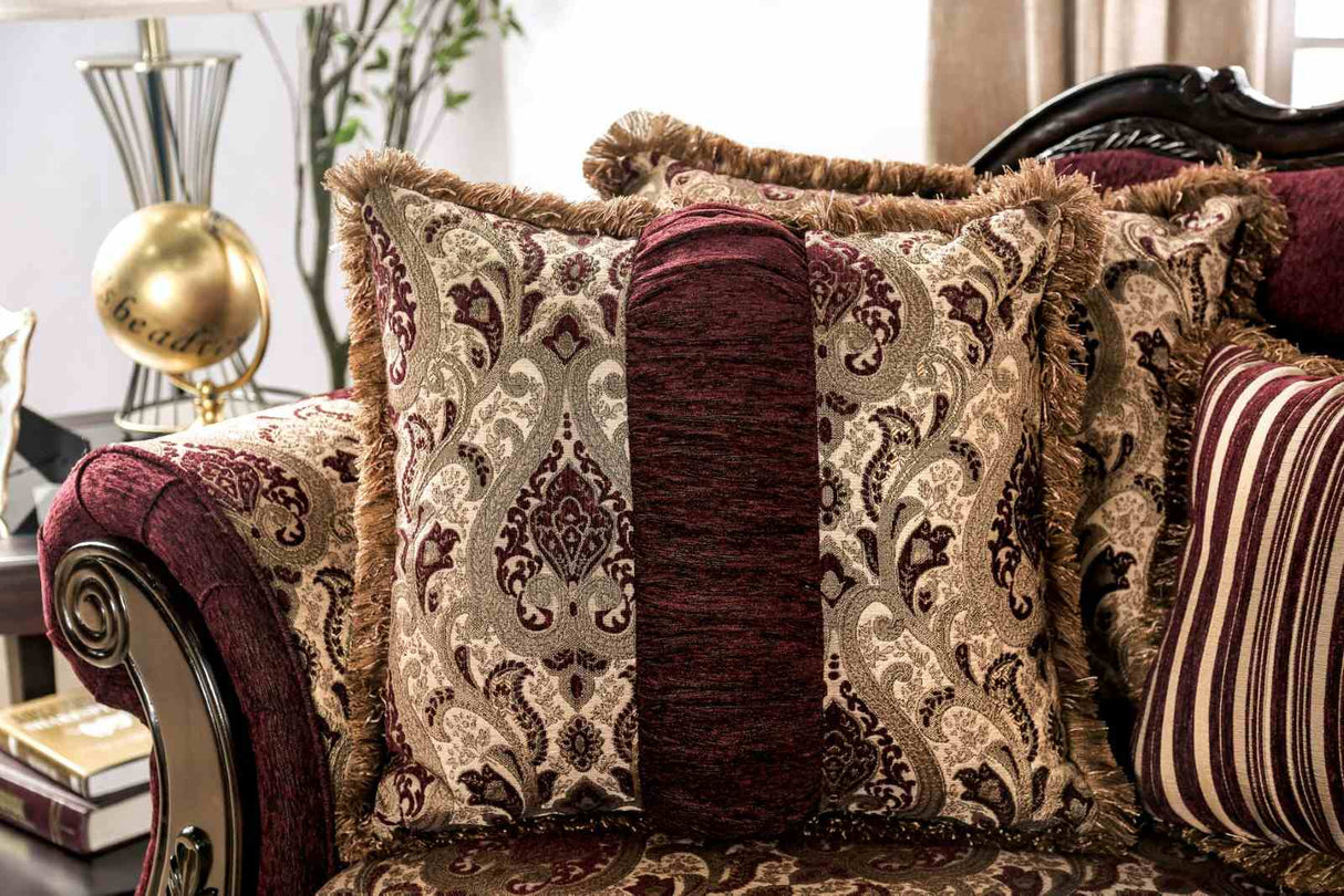 Matteo Burgundy/Brown Traditional Living Room Set from Furniture of America - Luna Furniture