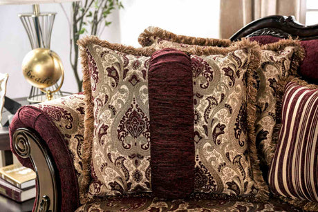 Matteo Burgundy/Brown Traditional Living Room Set from Furniture of America - Luna Furniture
