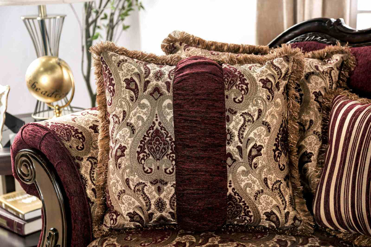 Matteo Burgundy/Brown Loveseat from Furniture of America - Luna Furniture