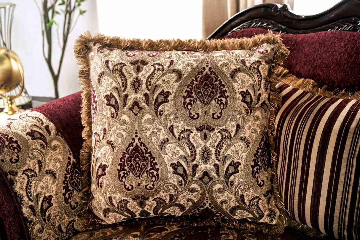 Matteo Burgundy/Brown Traditional Living Room Set from Furniture of America - Luna Furniture