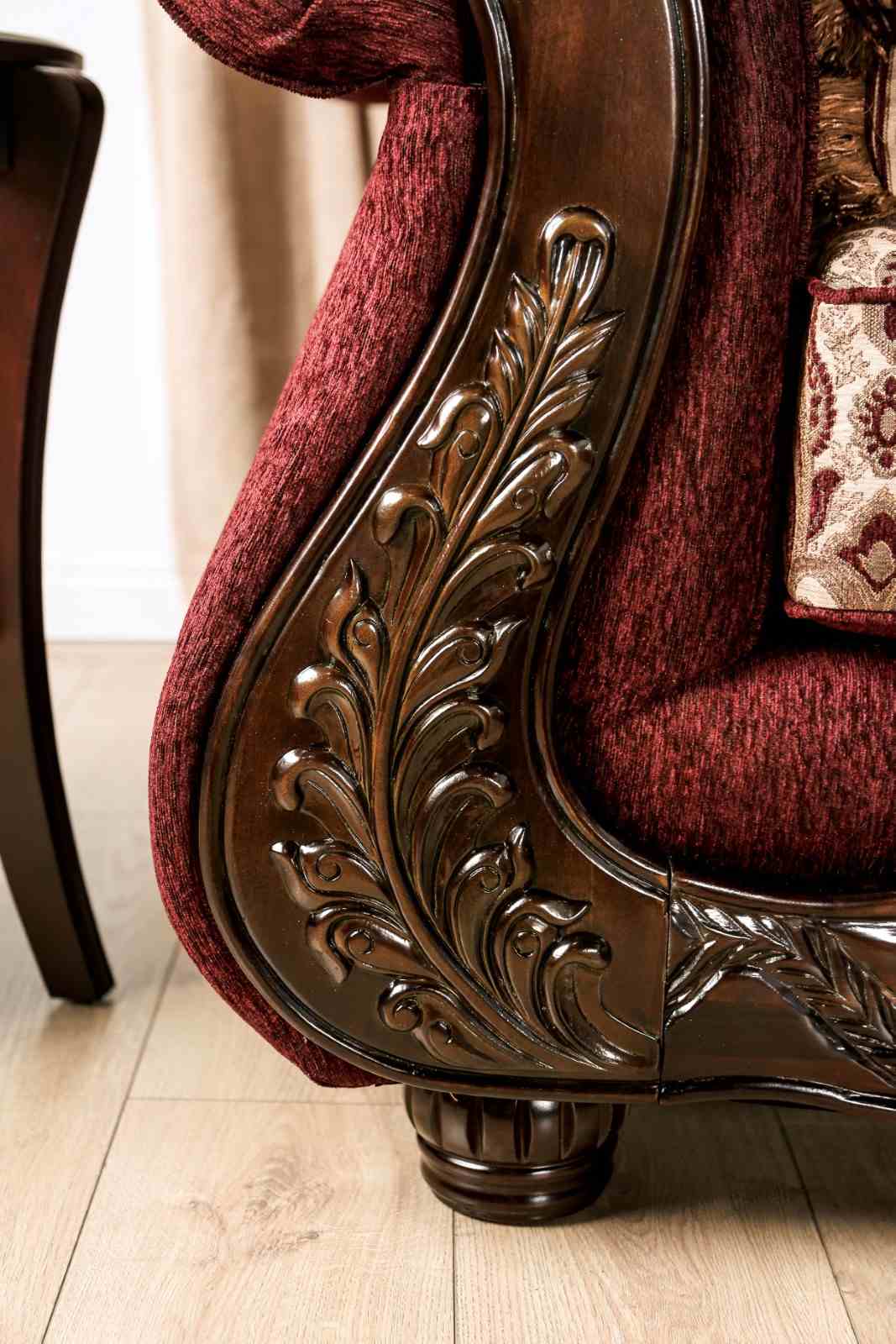 Matteo Burgundy/Brown Traditional Living Room Set from Furniture of America - Luna Furniture