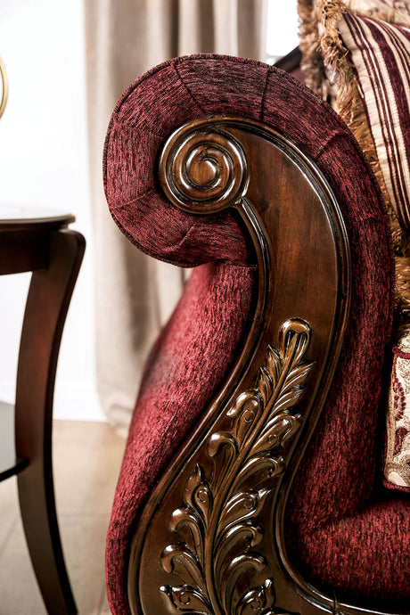 Matteo Burgundy/Brown Traditional Living Room Set from Furniture of America - Luna Furniture