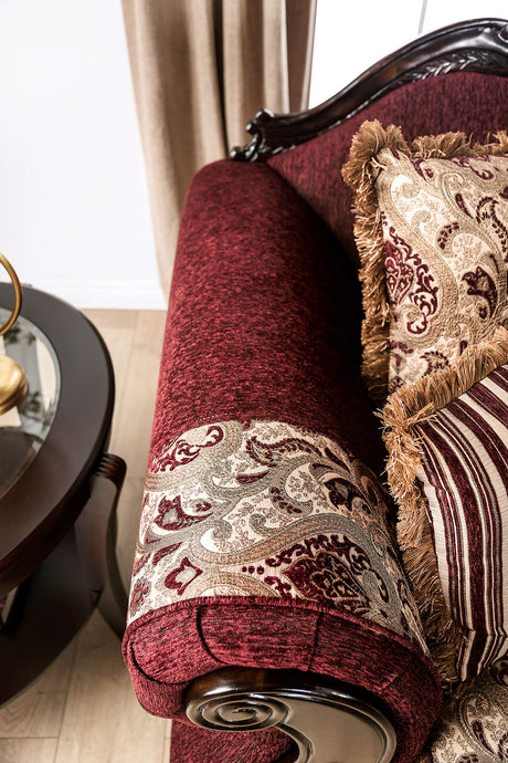 Matteo Burgundy/Brown Traditional Living Room Set from Furniture of America - Luna Furniture