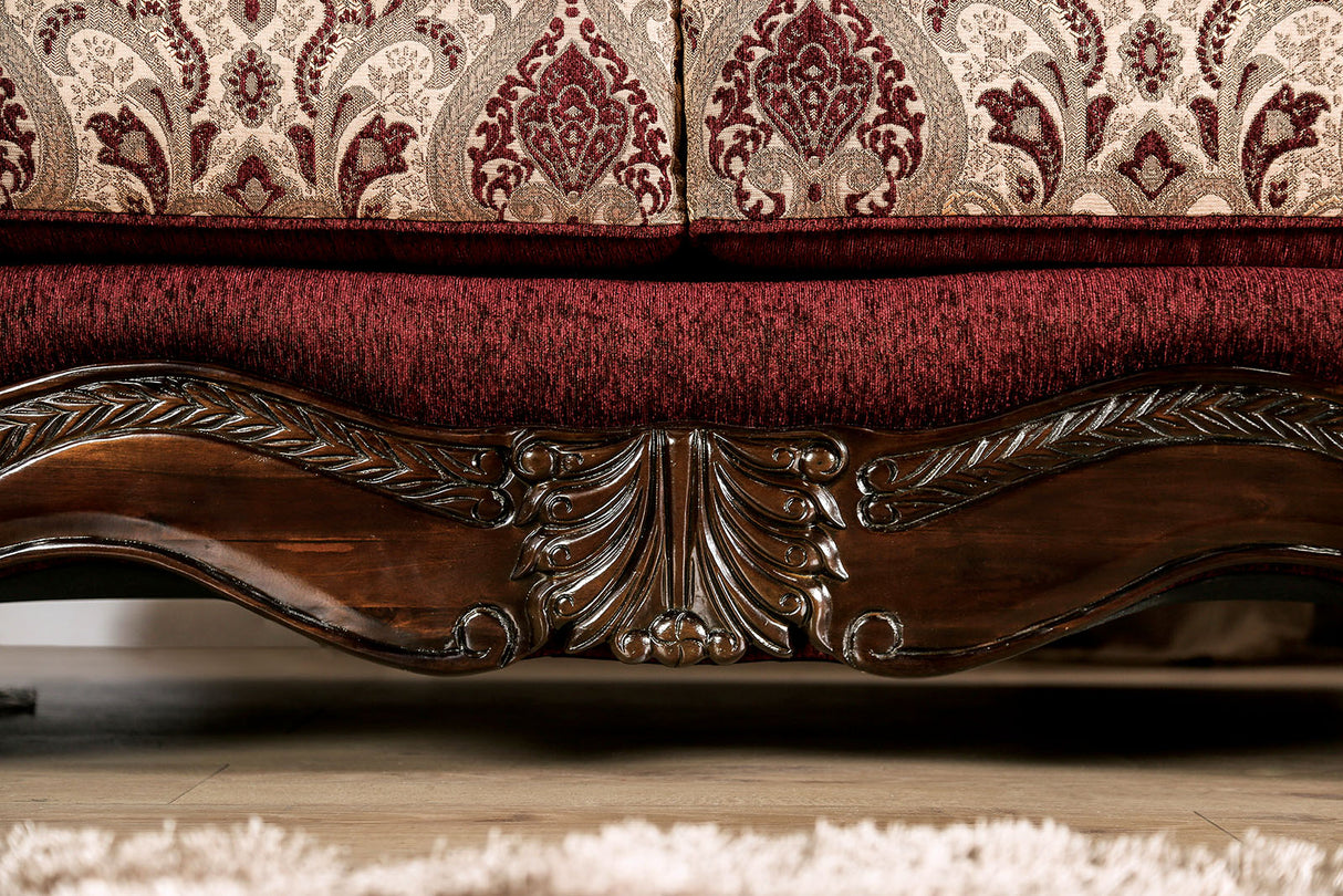 Matteo Burgundy/Brown Traditional Living Room Set from Furniture of America - Luna Furniture