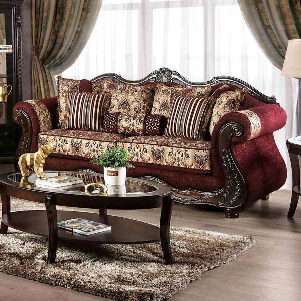 Matteo Burgundy/Brown Sofa