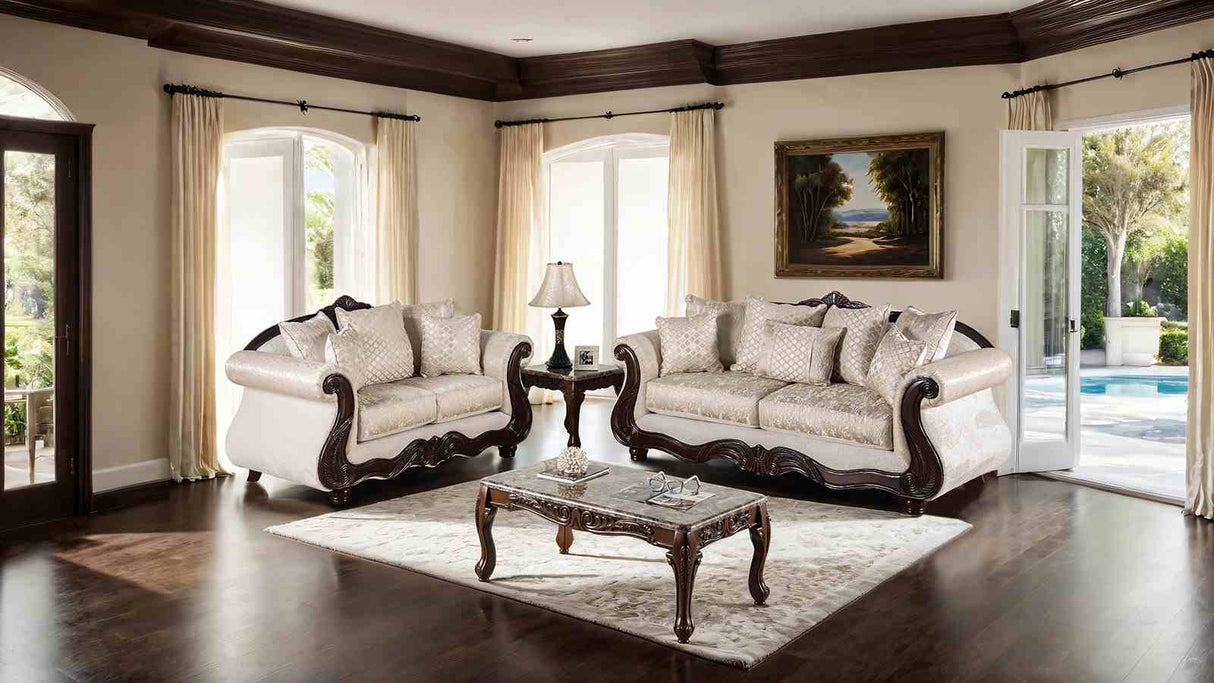 Huelva Beige/Dark Cherry Sofa from Furniture of America - Luna Furniture
