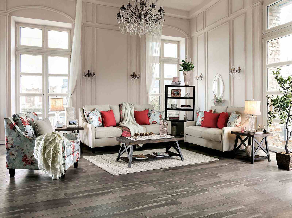 Nadene Ivory Transitional Living Room Set from Furniture of America - Luna Furniture