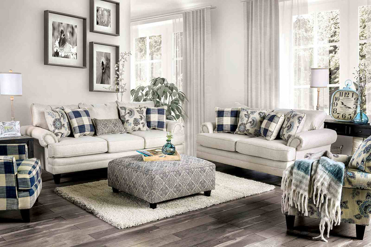 Nash Ivory Floral Chair from Furniture of America - Luna Furniture