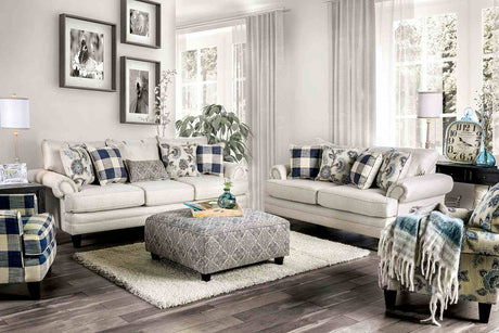 Nash Ivory/Navy Transitional Living Room Set from Furniture of America - Luna Furniture
