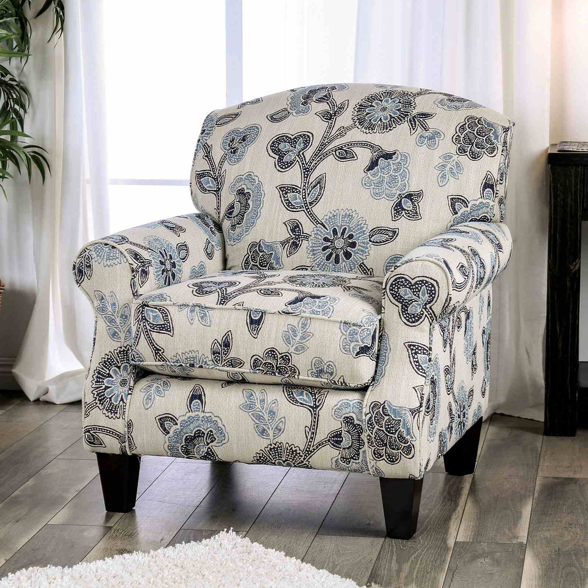 Nash Ivory Floral Chair from Furniture of America - Luna Furniture