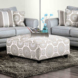 Misty Ivory/Pattern Ottoman from Furniture of America - Luna Furniture