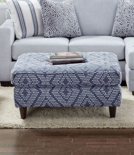 Chiswick Blue Ottoman from Furniture of America - Luna Furniture