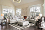 Christine Light Gray/Pattern Ottoman from Furniture of America - Luna Furniture
