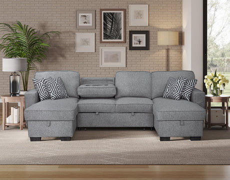 Sahara Gray Double Storage Chaise Sectional from Happy Homes - Luna Furniture