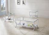 Saide Chrome 3-Piece Glass Top Coffee and End Table Set from Coaster - Luna Furniture