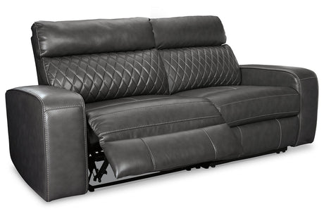 Samperstone Gray 2-Piece Power Reclining Sectional Loveseat from Ashley - Luna Furniture