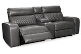 Samperstone Gray 3-Piece Power Reclining Sectional Loveseat from Ashley - Luna Furniture