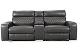 Samperstone Gray 3-Piece Power Reclining Sectional Loveseat from Ashley - Luna Furniture