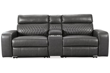 Samperstone Gray 3-Piece Power Reclining Sectional Loveseat from Ashley - Luna Furniture