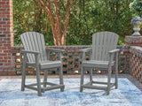 Sanctuary Beach Dark Gray Outdoor Counter Height Bar Stool (Set of 2) from Ashley Furniture - Luna Furniture