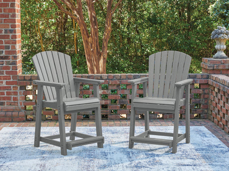 Sanctuary Beach Dark Gray Outdoor Counter Height Bar Stool (Set of 2) from Ashley Furniture - Luna Furniture
