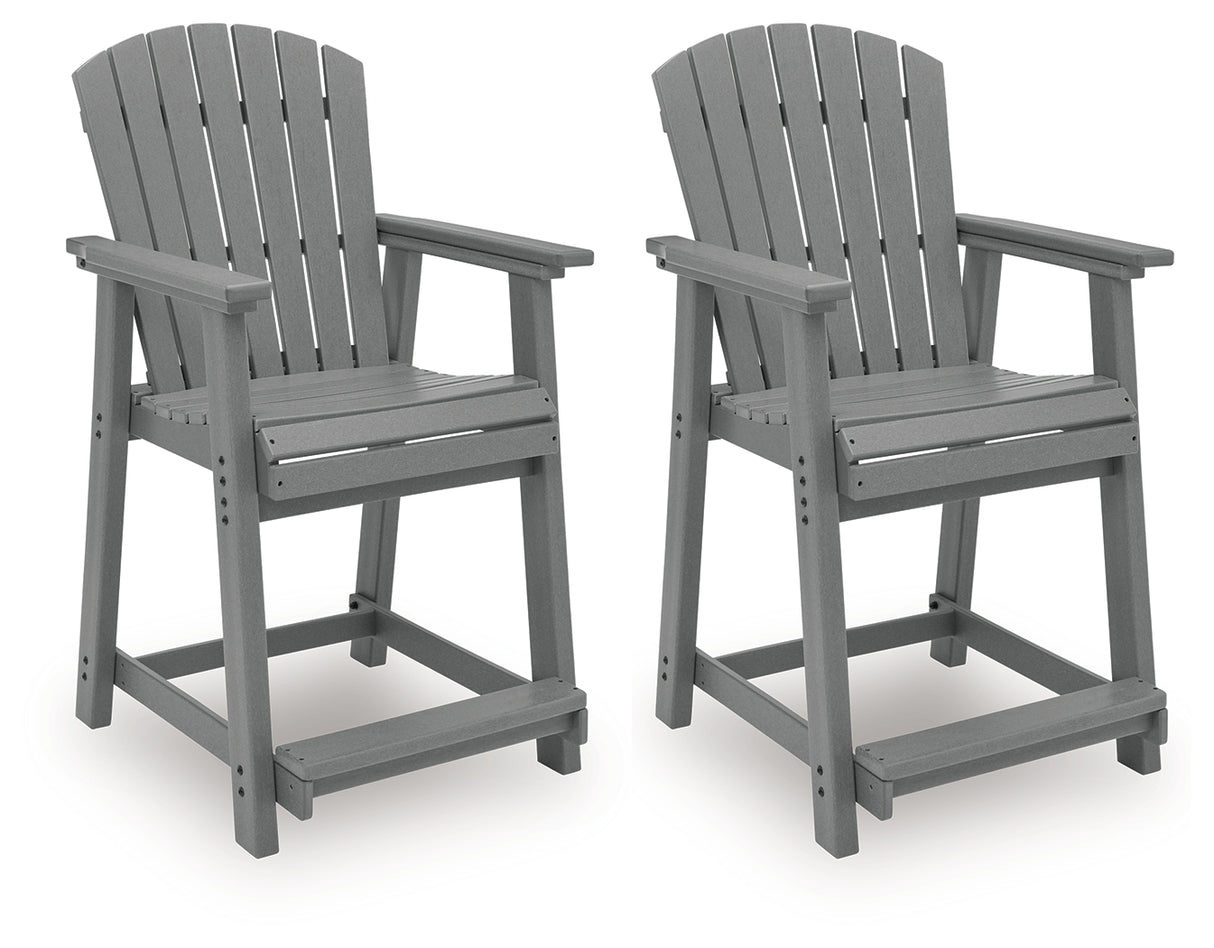 Sanctuary Beach Dark Gray Outdoor Counter Height Bar Stool (Set of 2) from Ashley Furniture - Luna Furniture